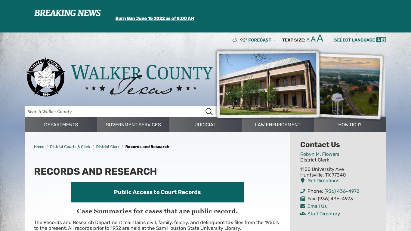 Records and Research / Walker County, TX